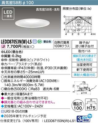 ���� LED�_�E�����C�g LEDD87053N(W)-LS